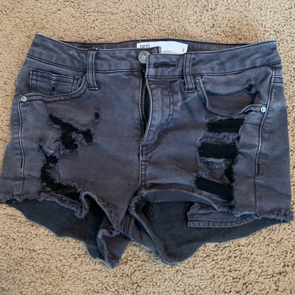 RSQ black washed jean shorts